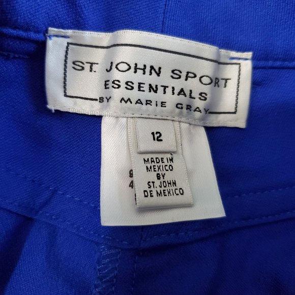 St. John Sport Essentials By Marie Gray Bright Blue Trouser Pants, Sz 12 - Picture 8 of 9